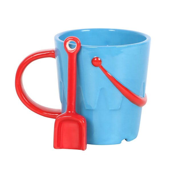 Something Different Bucket Keramisk Mugg & Sked Set En Storlek Blå Blue/Red One Size