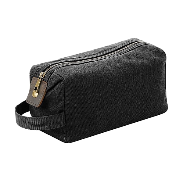 Quadra Heritage Läderaccentuerad Vaxad Canvas Toalettväska One Size Black One Size