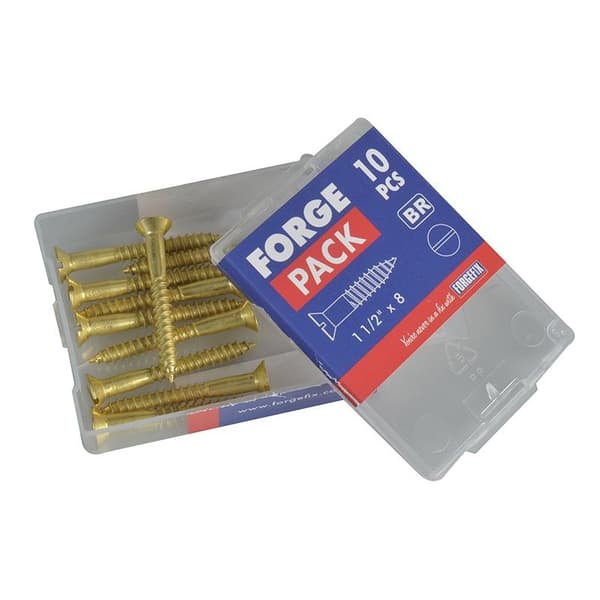 Forgefix Träskruvar, Spårskruv, Försänkt, Mässing 1.1/2 tum x 8 ForgePack Multi Colour 1.1/2in x 8 ForgePack 10