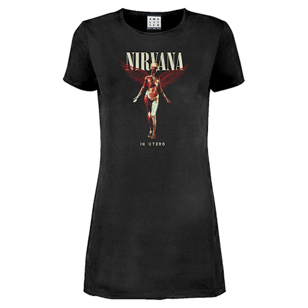 Amplified Womens/Ladies In Utero Nirvana T-Shirt Klänning XXL Char Charcoal XXL