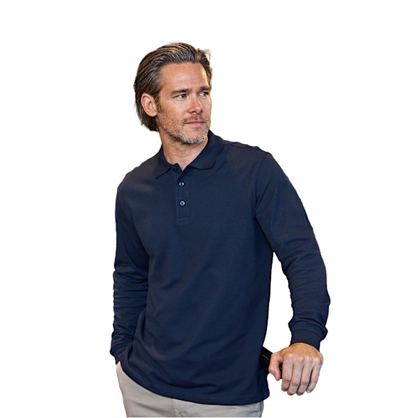 Tee Jays Herr Lyxig Stretch Långärmad Polotröja L Marinblå Navy L