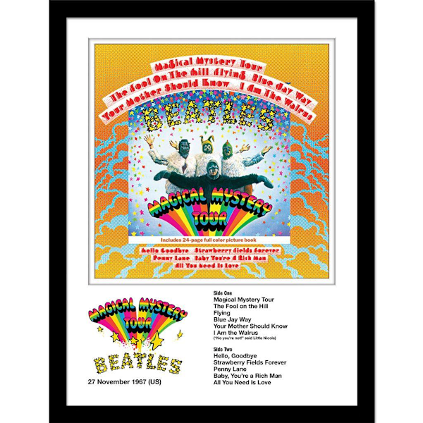 The Beatles Magical Mystery Tour Inramad Tryck 40cm x 30cm Multi Multicoloured 40cm x 30cm