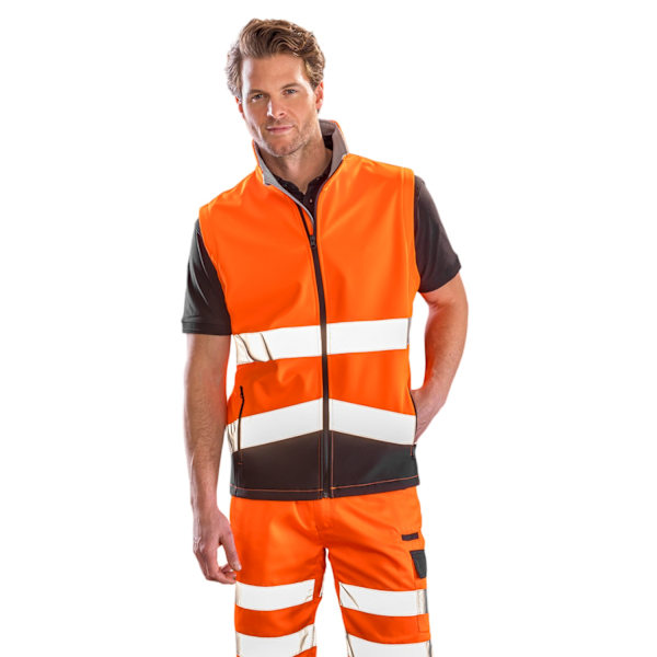 SAFE-GUARD by Result Unisex Vuxen Softshell Tryckbar Väst XXL Fluorescent Orange/Black XXL