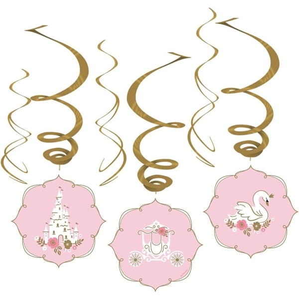 Amscan Princess For A Day Swirl Partydekoration (6-pack) På Pink/White/Gold One Size