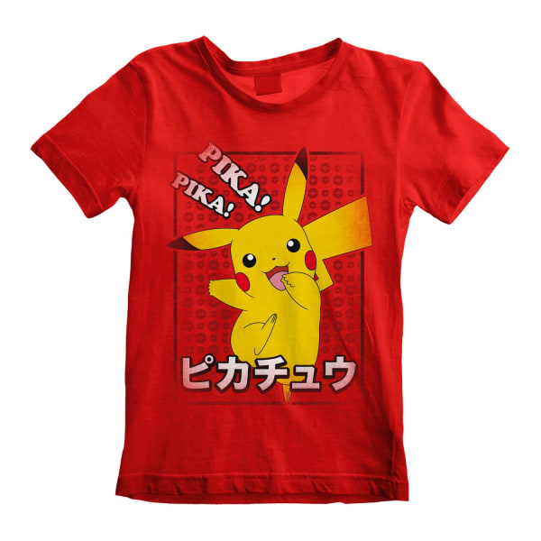 Pokemon barn/barn Pika Pika japansk T-shirt 7-8 år Röd Red 7-8 Years