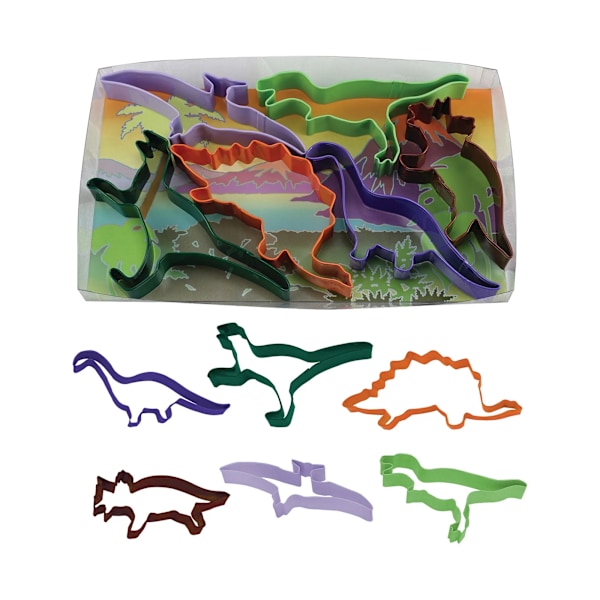 Årsdagshus Dinosaurier Poly-Resin Belagd Kakform (Förpackning om 6) Multicoloured One Size