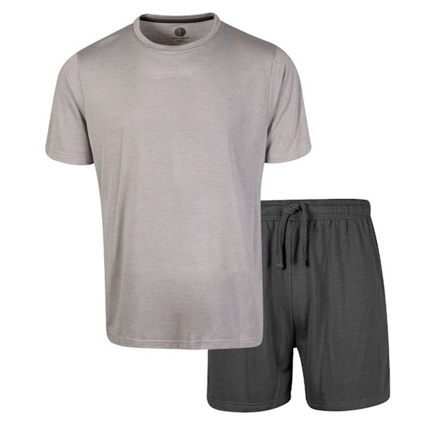 Light And Shade Herr Crew Neck Kort Pyjamas Set L Ljusgrå Melange Light Grey Marl/Charcoal L