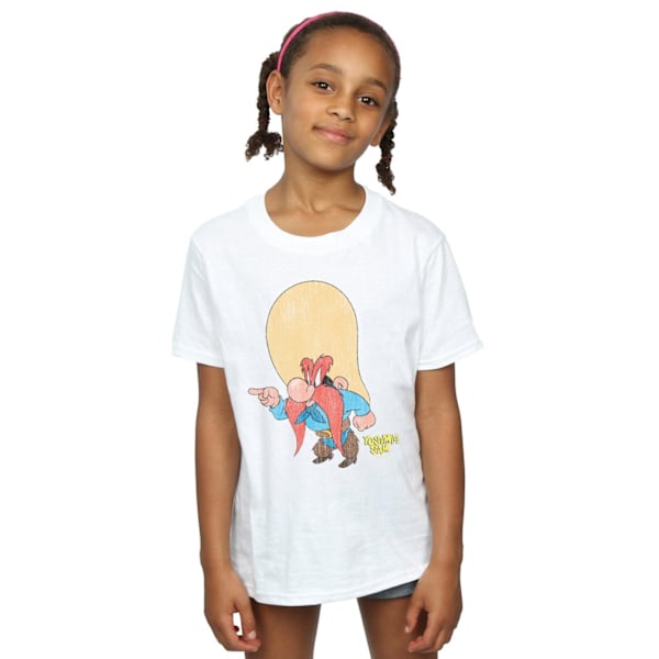 Looney Tunes Girls Yosemite Sam Distressed Cotton T-Shirt 9-11 White 9-11 Years