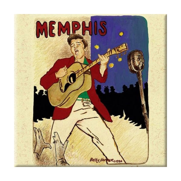 Elvis Presley Memphis Kylskåpsmagnet En Storlek Kräm/Röd Cream/Red One Size