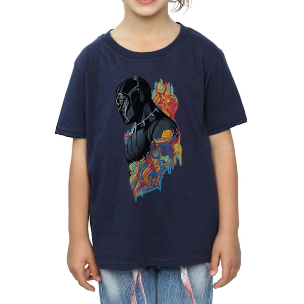 Marvel Girls Black Panther Profil Bomull T-shirt 12-13 år N Navy Blue 12-13 Years