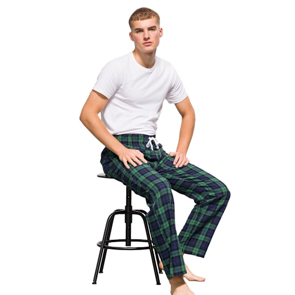 Skinnifit herr tartan lounge byxor L marinblå/grön rutig Navy/Green Check L