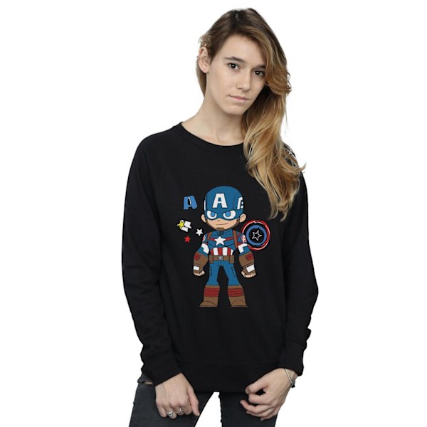 Marvel Dam/Kvinnor Captain America Sketch Sweatshirt XXL Svart Black XXL