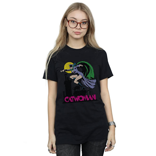 DC Comics Dam/Damer Catwoman Crackle Logo Bomull Boyfriend Black L