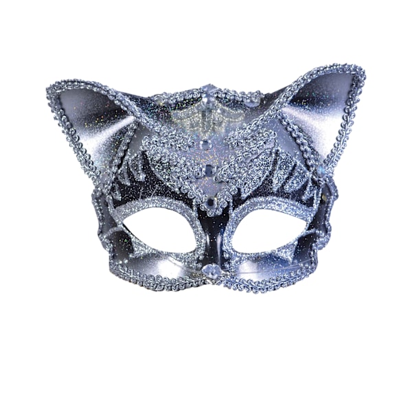 Bristol Novelty Unisex Vuxen Juvelprydd Kattmask En Storlek Silver Silver One Size