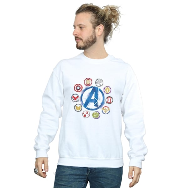 Marvel Mens Avengers Endgame Painted Icons Sweatshirt XXL Vit White XXL