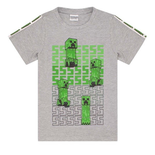 Minecraft Pyjamas för barn/barn, kort modell, 7-8 år, grönt/grått Green/Grey 7-8 Years