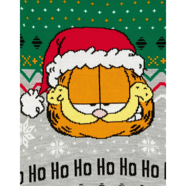 Garfield Unisex Stickad Jultröja för vuxna M Grå/Grön Grey/Green M