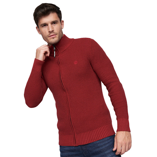 Duck and Cover Mens Gardfire Knitted Jumper S Deep Red Deep Red S