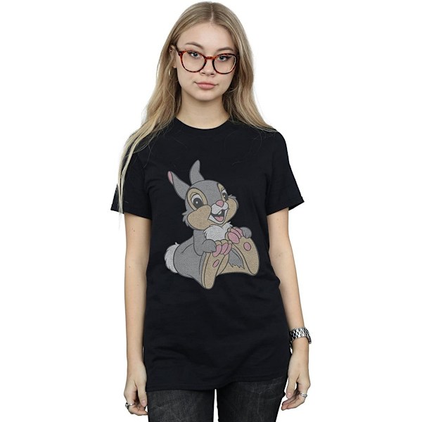 Bambi Dam/Damer Klassisk Thumper Bomull Boyfriend T-shirt M Black M