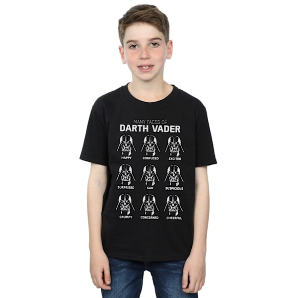 Star Wars Pojkar Många Ansikten Av Darth Vader Bomull T-Shirt 7-8 År Black 7-8 Years
