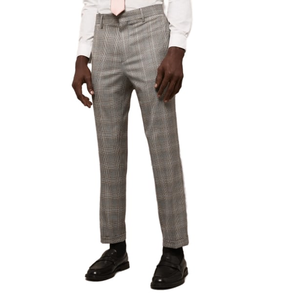 Burton Mens Highlight Rutig Slim Suit Byxa 34R Grå Grey 34R