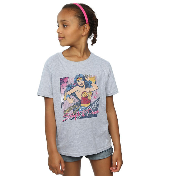 Wonder Woman Girls Strength & Power T-shirt 5-6 år Sport Gr Sports Grey 5-6 Years