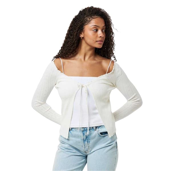 Jack Wills Dam/Dam Viscose Öppen Front Långärmad Kofta Vintage White 6 UK