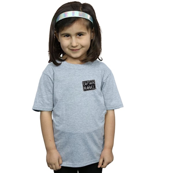 Marvel Girls Captain Marvel Bröstlapp Bomull T-shirt 9-11 år Sports Grey 9-11 Years