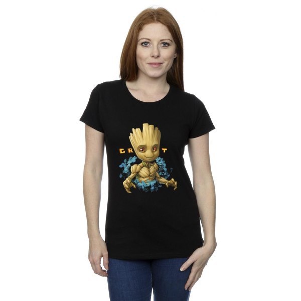Guardians Of The Galaxy Dam/Ladies Groot Flowers Cotton T-Sh Black S