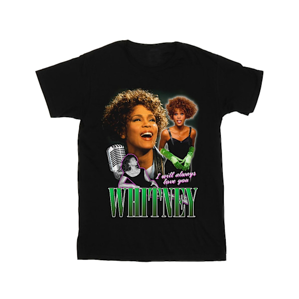 Whitney Houston Dam/Kvinnor Jag Kommer Alltid Att Älska Dig Hyllning Bomull Pojkvän T-shirt Black 3XL