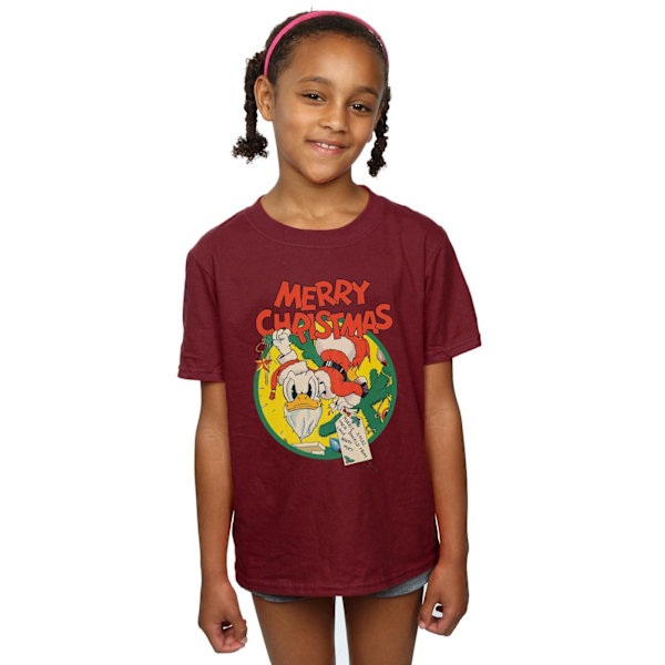 Disney Girls Donald Duck God Jul Bomull T-shirt 9-11 år Burgundy 9-11 Years