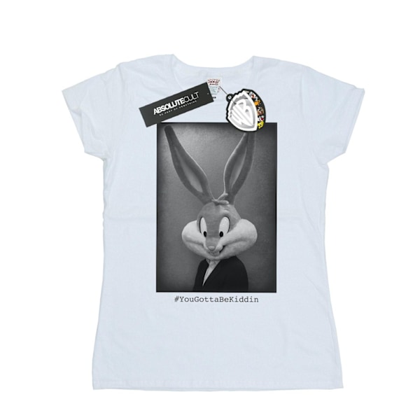 Looney Tunes Dam/Damer Bugs Bunny Yougottabekiddin Bomull T-shirt White M