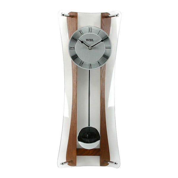 WBL Ek/Silver urtavla böjd front pendel Väggklocka One Size O Oak One Size