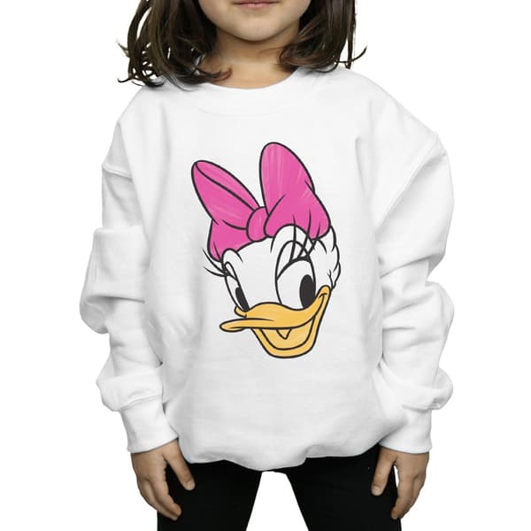 Disney Flickor Daisy Duck Huvud Målad Tröja 7-8 År Vit White 7-8 Years