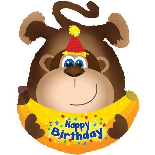 Spot on Gifts Monkey Grattis på födelsedagen Folieballong En one size Brun Brown/Yellow One Size