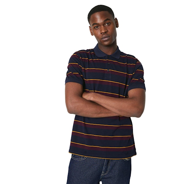 Maine Mens College Stripe Polo Shirt M Navy Navy M