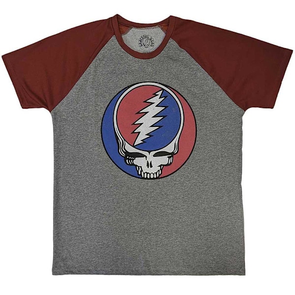 Grateful Dead Unisex Adult Steal Your Face Classic Cotton Raglan Grey/Red M