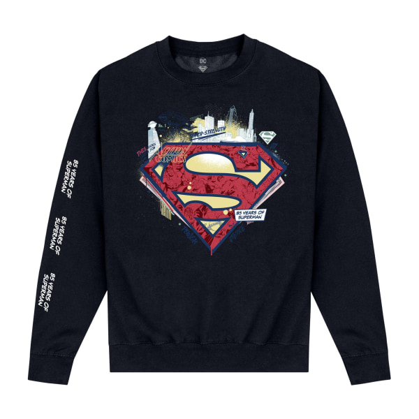 Superman Unisex tröja för vuxna 85-årsjubileum XXL svart Black XXL