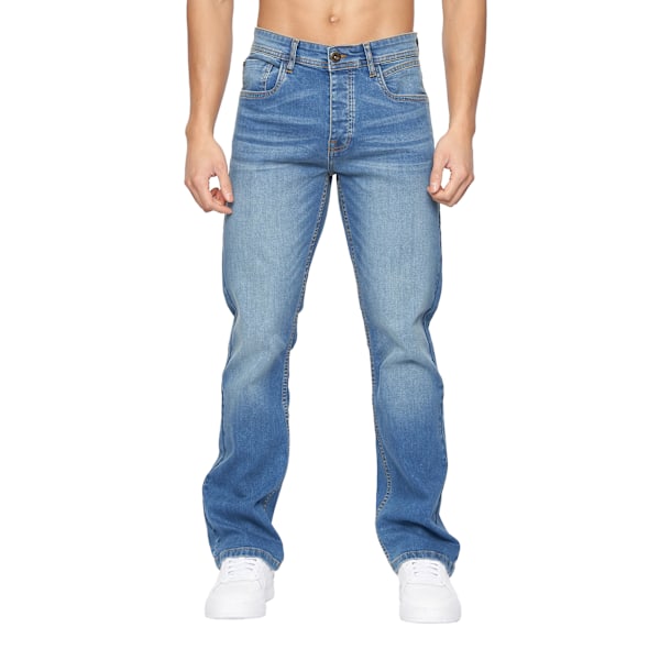 Crosshatch Herr Winsbury Bootcut Jeans 30R Sten Tvättad Stone Wash 30R