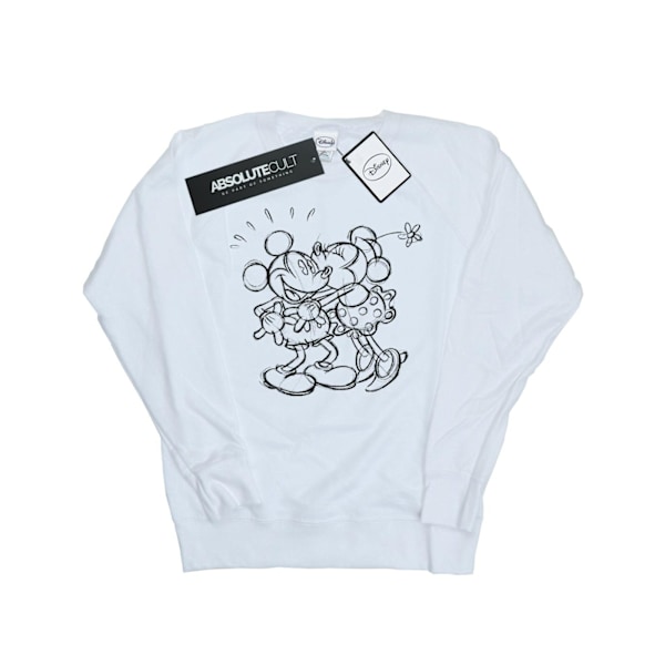 Disney Dam/Damer Mickey Och Minnie Kiss Sketch Sweatshirt X White XXL