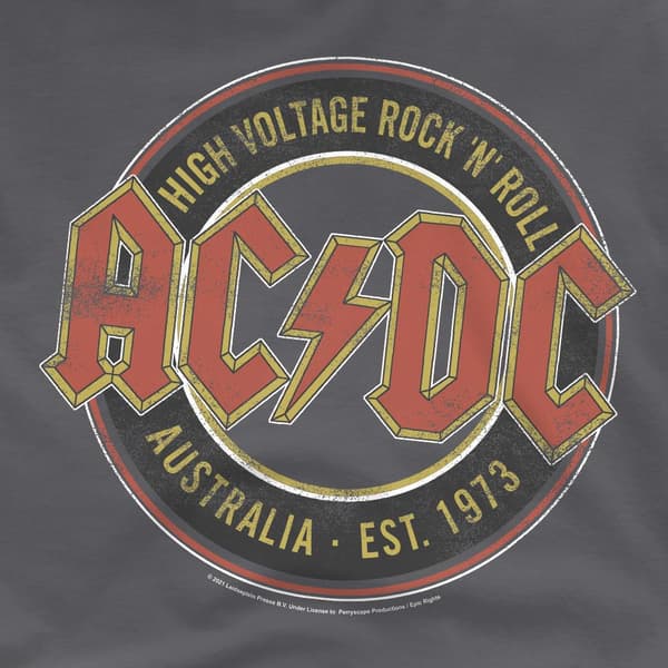 AC/DC Herr Est. ´73 T-Shirt S Kolgrå Charcoal S