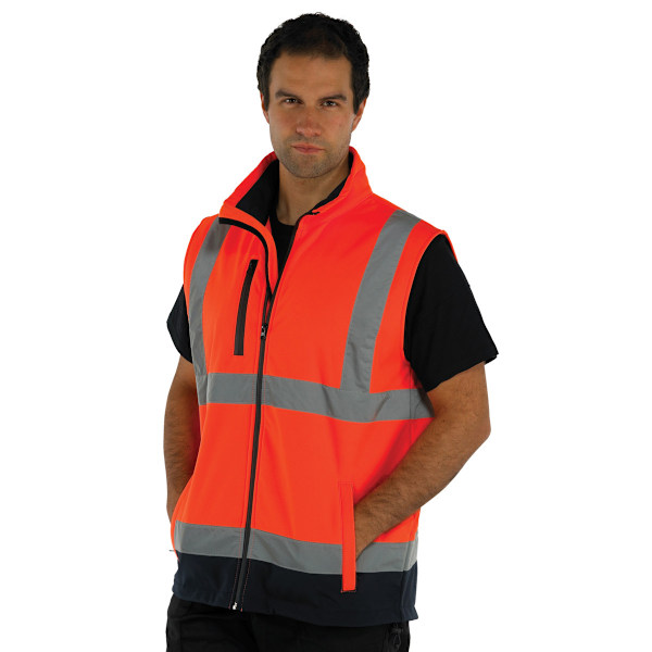 Yoko Hi Vis Softshell Väst / Arbetskläder (2-pack) M Hi Vis Orange/Navy M