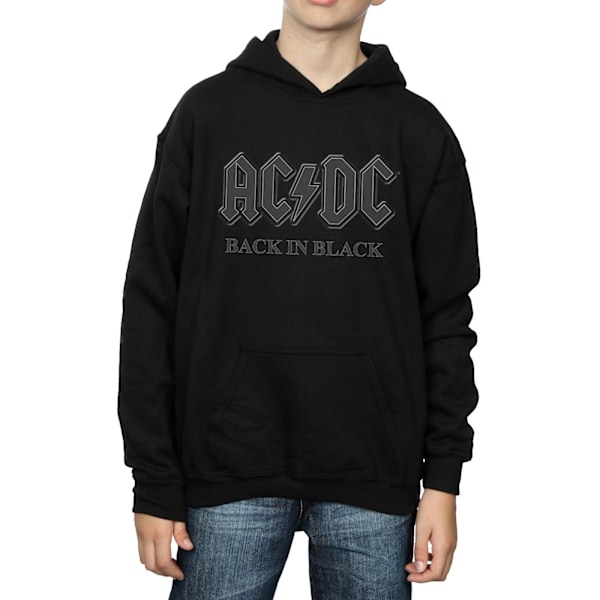 AC/DC Pojkar Back In Black Hoodie 7-8 År Svart Black 7-8 Years