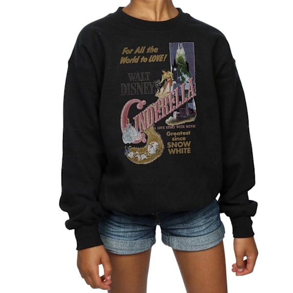 Disney Princess Girls Cinderella Retro Poster Sweatshirt 12-13 Black 12-13 Years