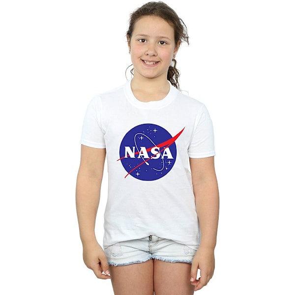 NASA Girls Insignia Logo Bomull T-shirt 7-8 år Vit White 7-8 Years