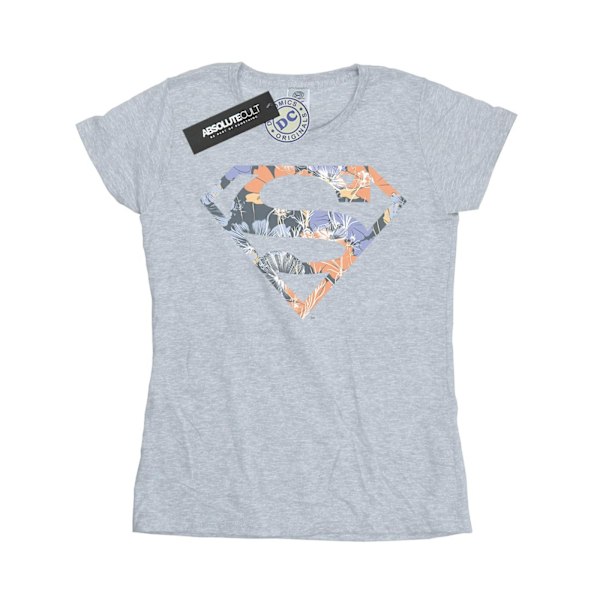 DC Comics Dam/Kvinnor Superman Blommig Logotyp 2 Bomull T-shirt L Sports Grey L