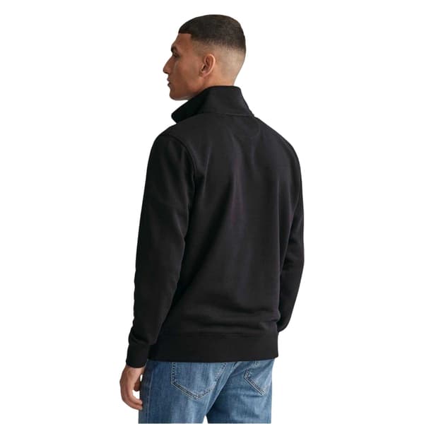 Gant Herrtröja med broderad logotyp och halv dragkedja S Svart Black S