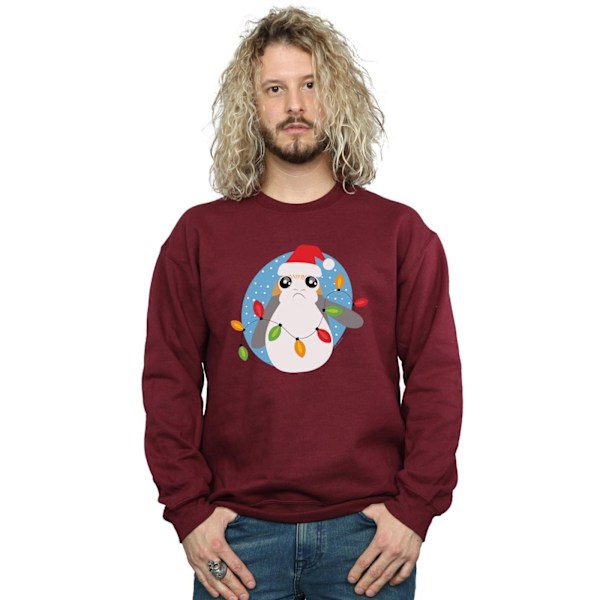 Star Wars Mens The Last Jedi Porg Julbelysning Sweatshirt L Burgundy L
