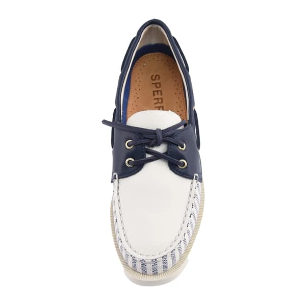 Sperry Dam/Dam Äkta Original Läder Båtskor 7.5 White/Navy 7.5 UK