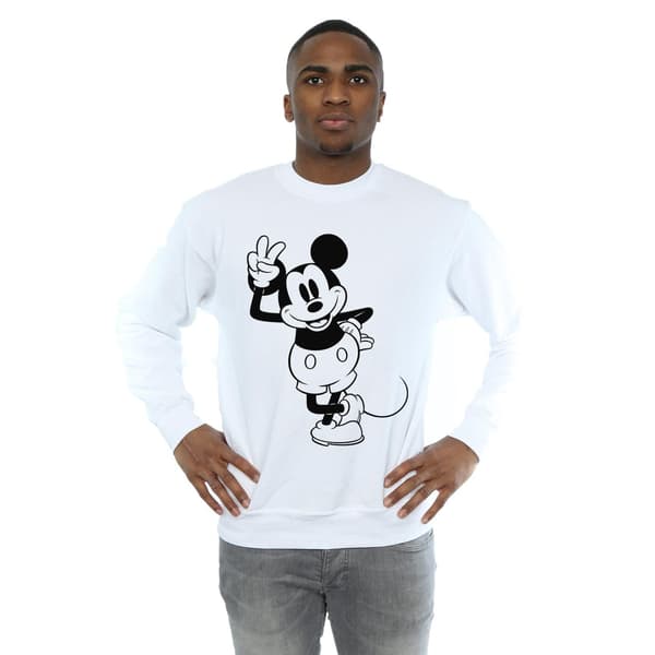 Disney Herr Mickey Mouse Peace Hand Sweatshirt XL Vit White XL